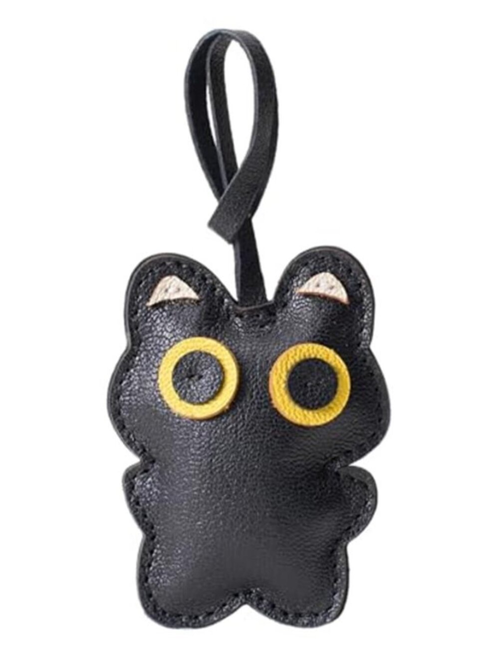 Black Cat Bag Charm Faux Leather Purse Keychain Handbag Accessory Cat Lover